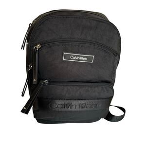 Brand New Black Calvin Klein Backpack Handbag Ghost LOGO Msrp $178
